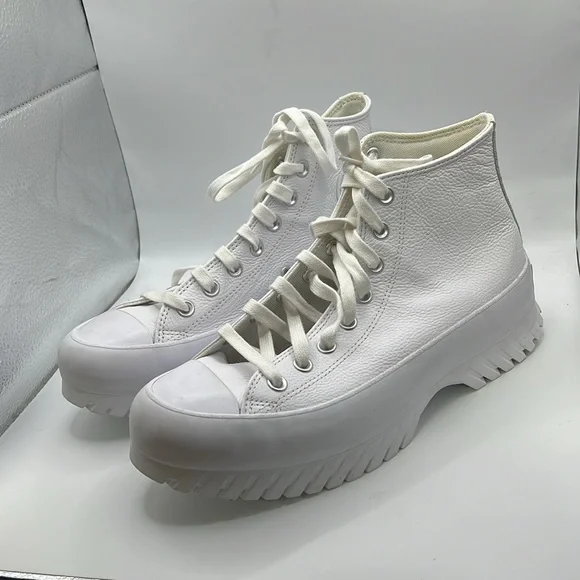 NWT Converse Lugged 2.0 Platform Shoe Sneakers High Top White Leather Womens 10 - Picture 5 of 13